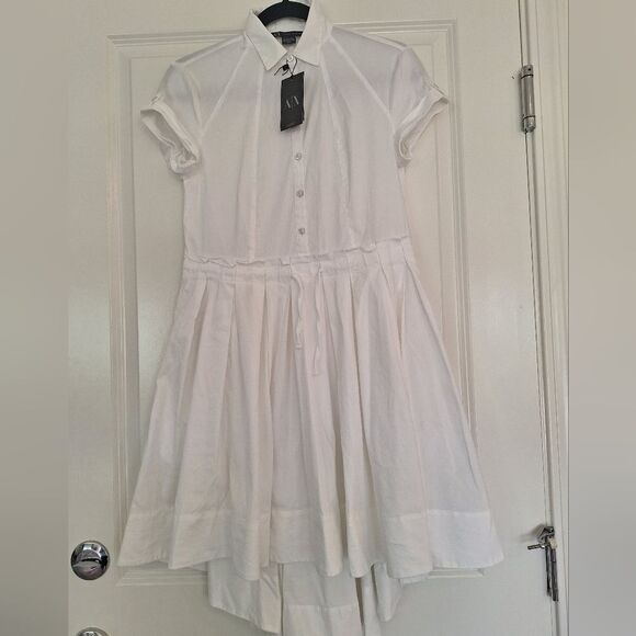 A/X Armani Exchange White Pleated A-line Dress Sz O/P - Picture 1 of 6